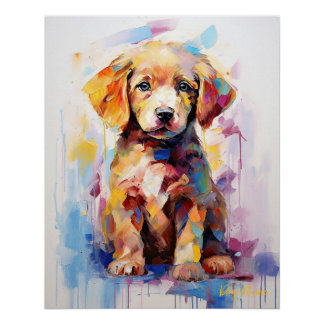 Póster Super Cute Golden Retriever Dog Puppy 004 - Xeno L