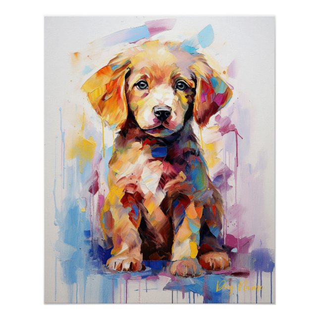 Póster Super Cute Golden Retriever Dog Puppy 004 - Xeno L (Anverso)