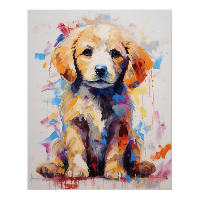 Póster Super Cute Golden Retriever Dog Puppy 005 - Xeno L (Anverso)