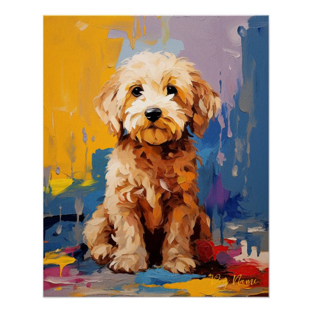 Póster Super Cute Goldendoodle Dog Puppy 003 - Xeno Lucil (Anverso)