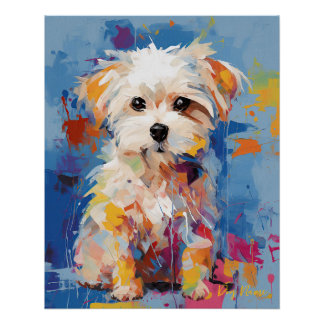 Póster Super Cute Perro Maltés Cachorro 001 - Xeno Lucilf