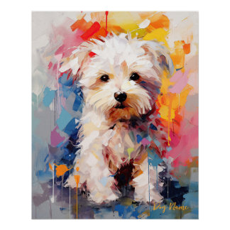 Póster Super Cute Perro Maltés Puppy 002 - Xeno Lucilfer
