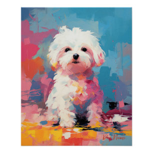 Póster Super Cute Perro Maltés Puppy 003 - Xeno Lucilfer