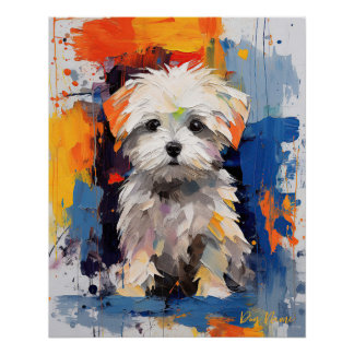 Póster Super Cute Perro Maltés Puppy 005 - Xeno Lucilfer