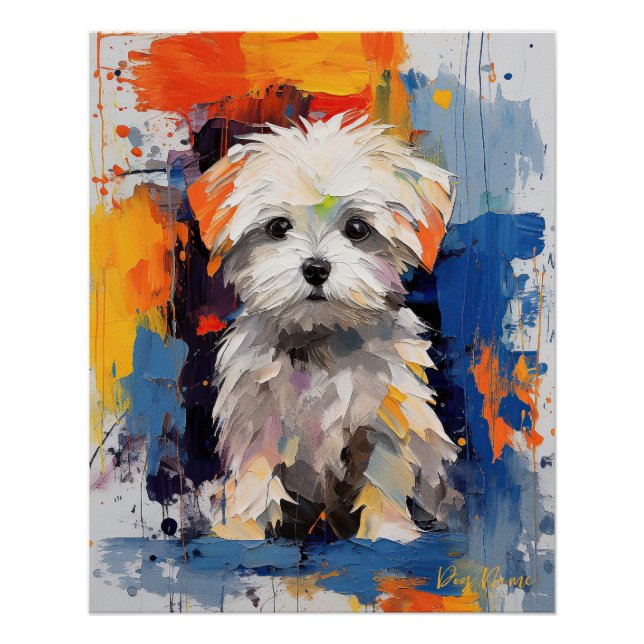 Póster Super Cute Perro Maltés Puppy 005 - Xeno Lucilfer (Anverso)
