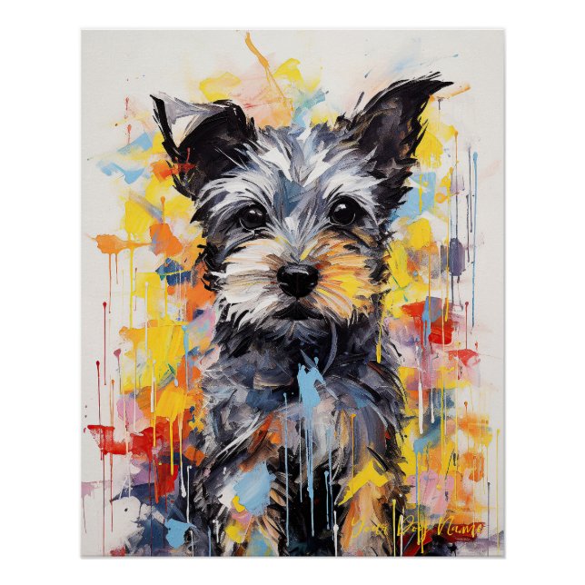 Póster Super Cute Schnauzer Dog Puppy 002 - Xeno Lucilfer (Anverso)
