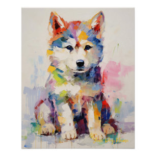 Póster Super Cute Siberian Husky Dog Puppy 004 - Xeno Luc