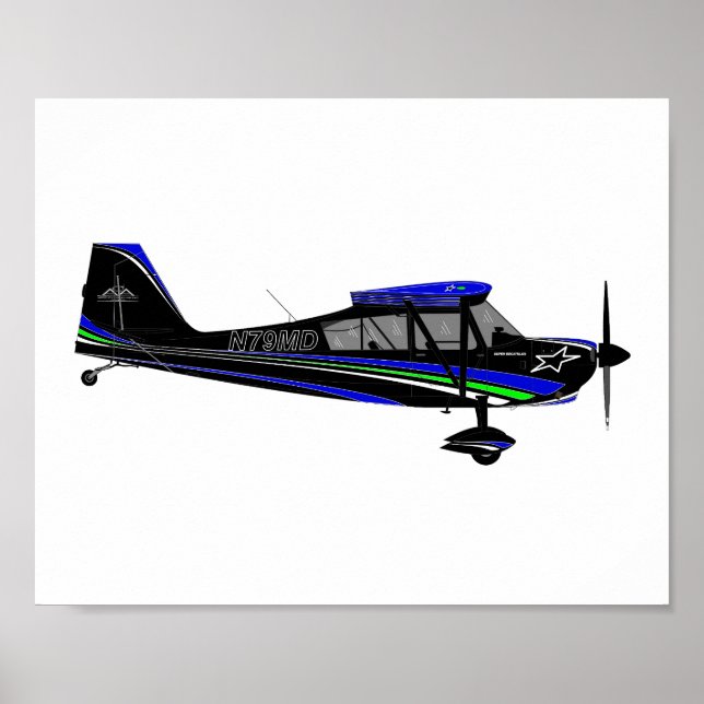 Póster Super Decathlon con esquema de pintura negra depor (Frente)