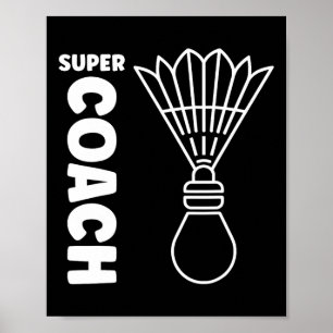 Póster Super Entrenador Badminton Sport Simple Badminton 