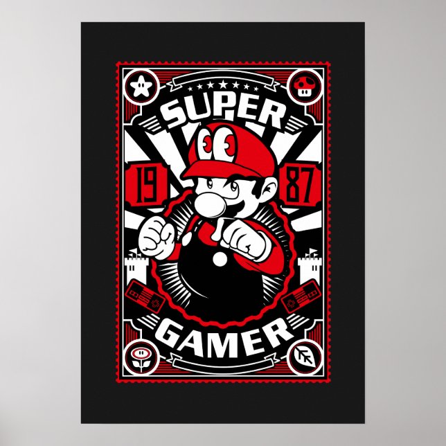 Póster Super Gamer Juegos Retro (Frente)