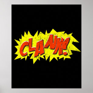 Póster Super Hero Comic Book Onomatopoeia Clank