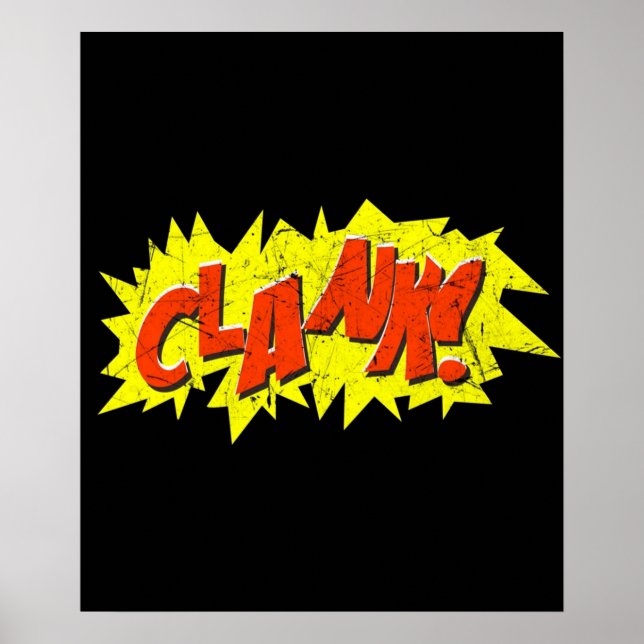 Póster Super Hero Comic Book Onomatopoeia Clank (Frente)
