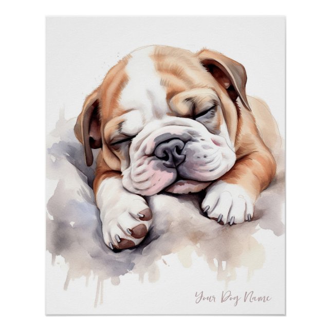 Póster Super lindo ángel durmiendo Bulldog de cachorro 00 (Anverso)