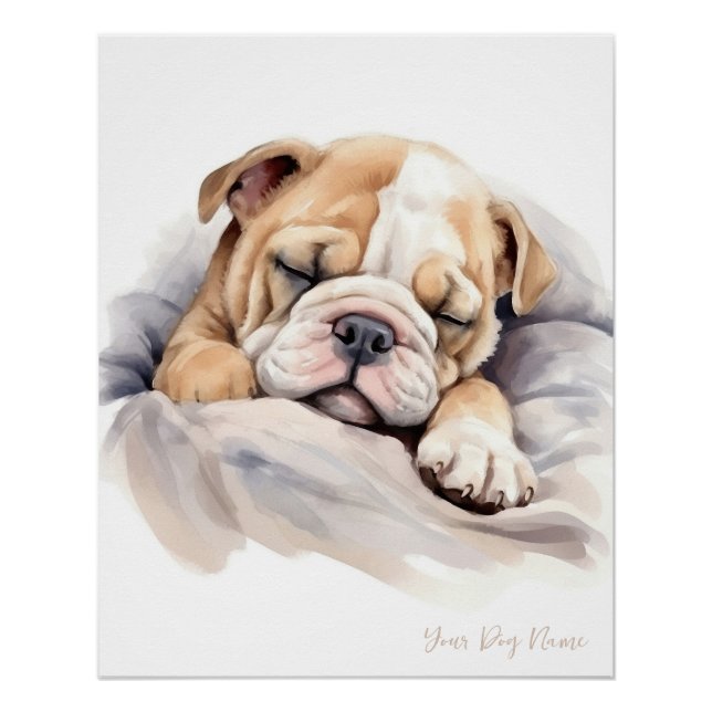 Póster Super lindo ángel durmiendo Bulldog de cachorro 00 (Anverso)