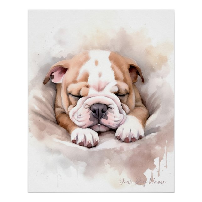 Póster Super lindo ángel durmiendo Bulldog de cachorro 00 (Anverso)