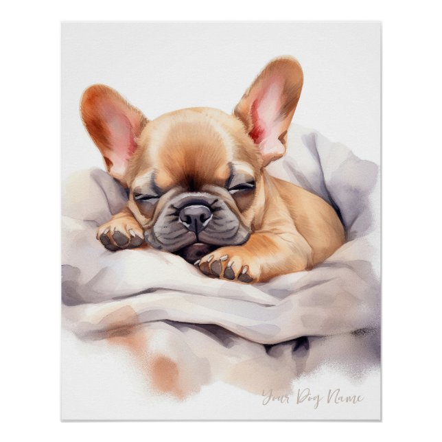 Póster Super lindo ángel durmiendo cachorro Bulldog franc (Anverso)