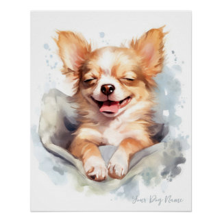 Póster Super lindo ángel durmiendo cachorro Chihuahua Per