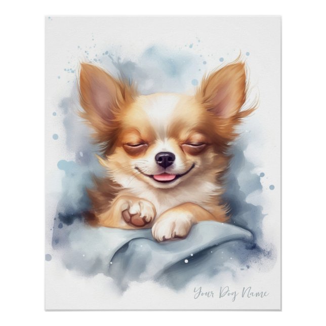 Póster Super lindo ángel durmiendo cachorro Chihuahua Per (Anverso)