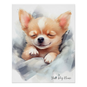 Póster Super lindo ángel durmiendo cachorro Chihuahua Per