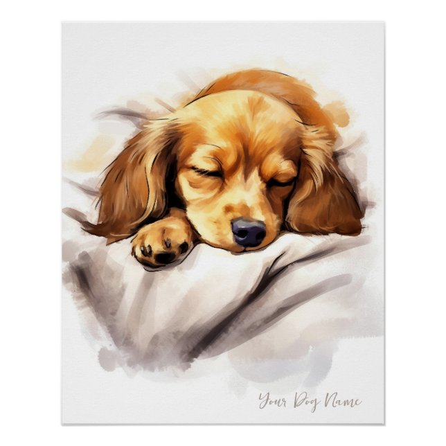 Póster Super lindo ángel durmiendo perrito Dachshund Perr (Anverso)