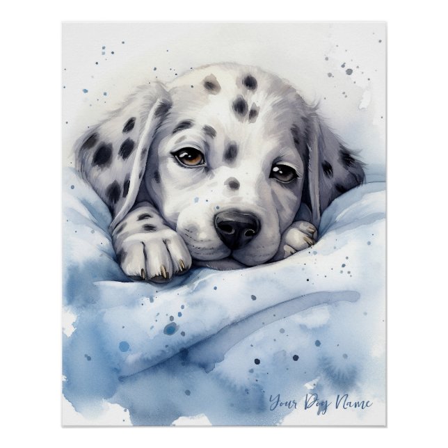 Póster Super lindo ángel durmiendo perrito Dalmatian Dog  (Anverso)