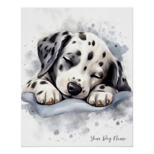 Póster Super lindo ángel durmiendo perrito Dalmatian Dog 