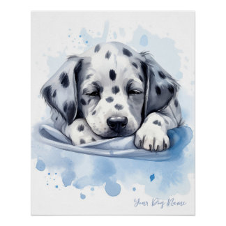 Póster Super lindo ángel durmiendo perrito Dalmatian Dog