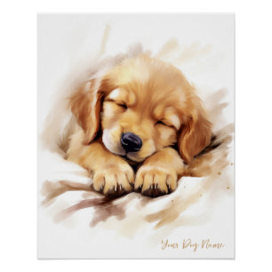 Póster Super lindo ángel durmiendo perrito Golden Retriev