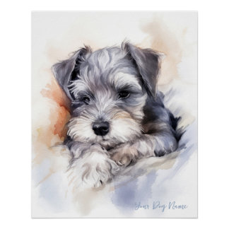 Póster Súper lindo ángel durmiendo perrito Schnauzer Dog