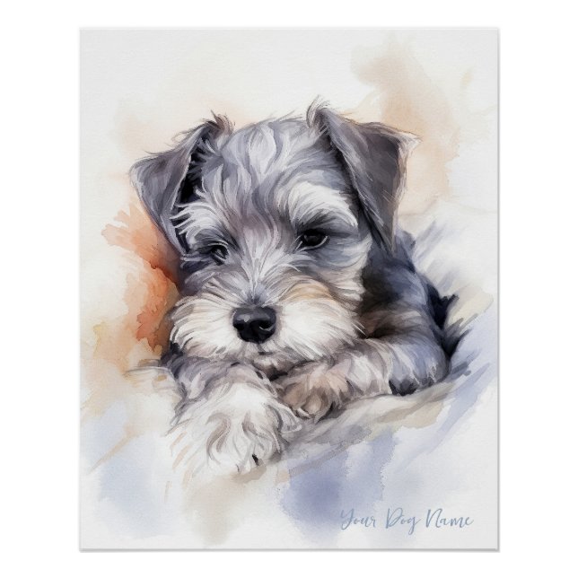 Póster Súper lindo ángel durmiendo perrito Schnauzer Dog  (Anverso)