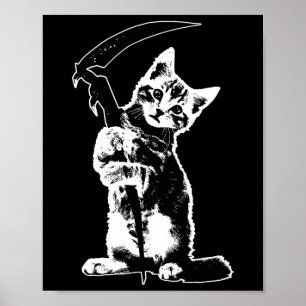 Póster Súper lindo Grim Reaper Cat Death Cat Funny Grim R
