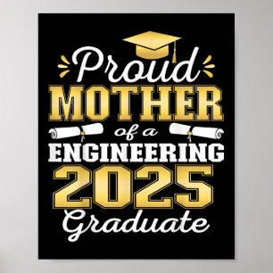 Póster Super Orgullosa Madre Del Graduado De Ingeniería F