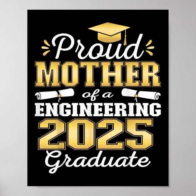 Póster Super Orgullosa Madre Del Graduado De Ingeniería F (Frente)