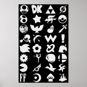 Póster Super Smash Bros Ultimate Series Logotipos Ico Bla