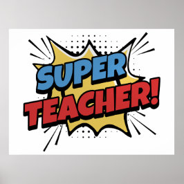 Póster Super Teacher Comic Style