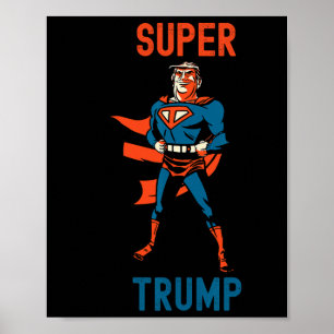 Póster Super Trump Divertido Superhéroe Donald Trump Inau