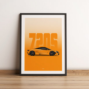 Póster Superauto naranja de los años 720