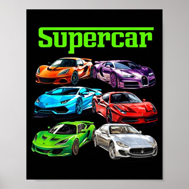Póster Supercar Cool Car Guy Srts Racing Fan Graphic Men  (Frente)