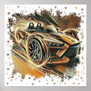 Póster supercoche naranja de alta velocidad Can Am