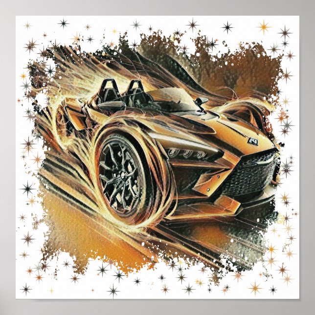 Póster supercoche naranja de alta velocidad Can Am (Frente)