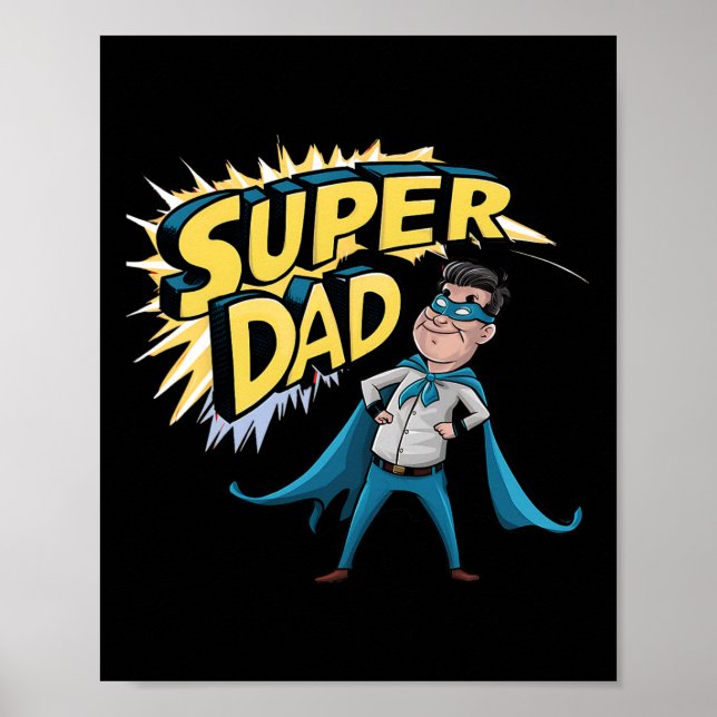 Póster Superdad Graciosa Superhéroe papá Presente Vestuar (Frente)