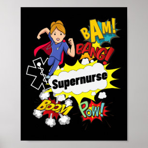 Póster Superenfermera Comic Superhero Style Rn Woman Enfe