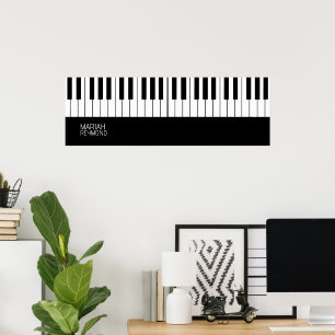 Póster Superficie negra integral de piano con nombre