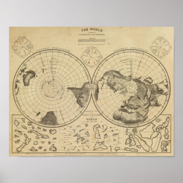 Póster Superficie terrestre mundial (Frente)