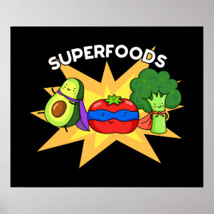 Póster Superfood Funny Vegetable Pun Dark BG