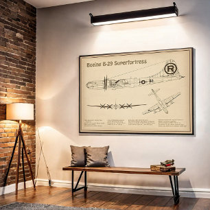 Póster Superfortaleza B-29 - Planes de diseño aéreo SD