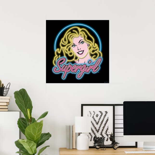 Póster Supergirl Retro Neon Lights Graphic (Oficina en casa)