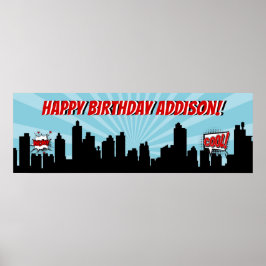 Póster Superhero Comic Birthday Party Banner Poster