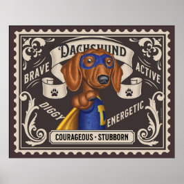 Póster Superhéroe de Cute Dachshund