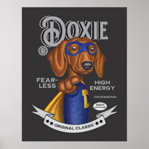 Póster Superhéroe de Cute Dachshund